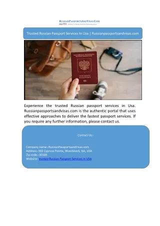 Trusted Russian Passport Services In Usa | Russianpassportsandvisas.com