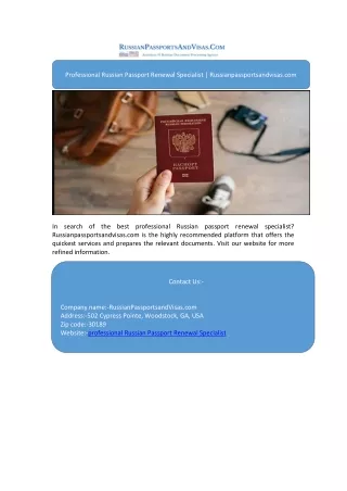 Professional Russian Passport Renewal Specialist | Russianpassportsandvisas.com