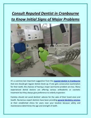 consult reputed dentist in cranbourne to know