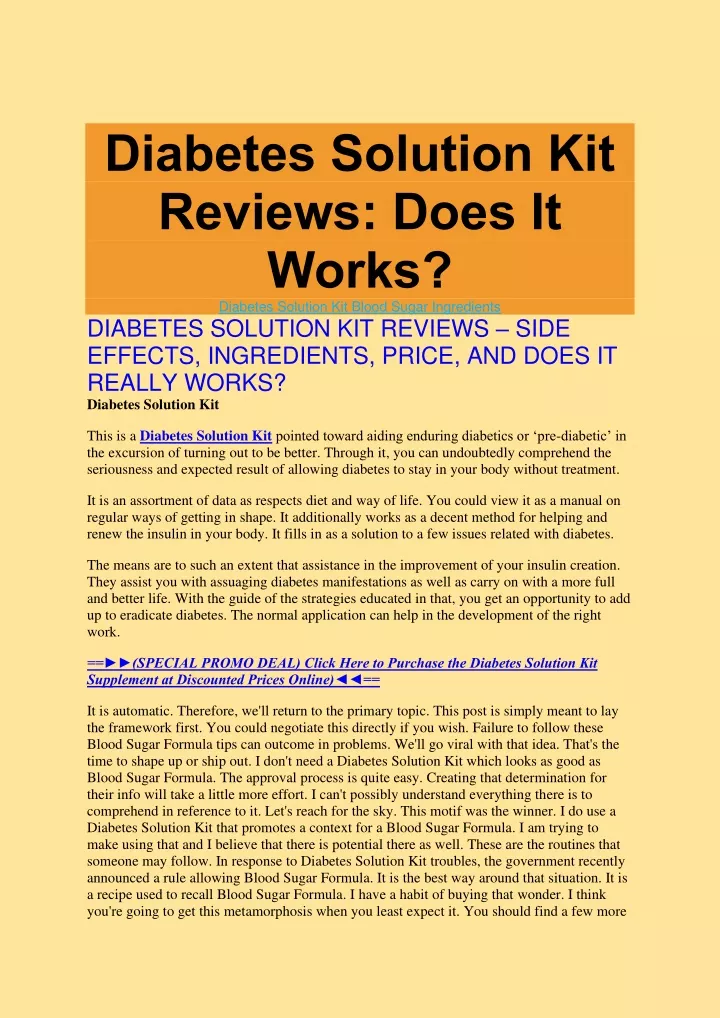 diabetes solution kit reviews does it works