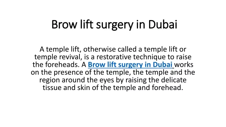 brow lift surgery in dubai