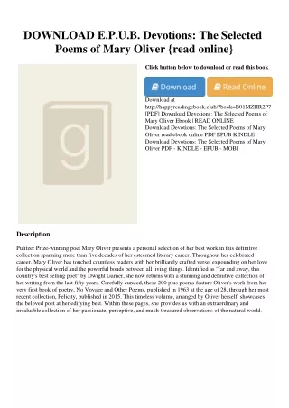DOWNLOAD E.P.U.B. Devotions The Selected Poems of Mary Oliver {read online}