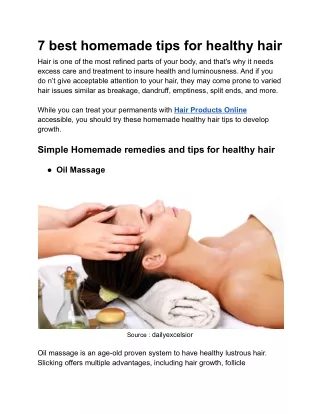 7 best homemade tips for healthy hair