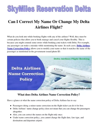 Can I Correct My Name Or Change My Delta Airlines Flight