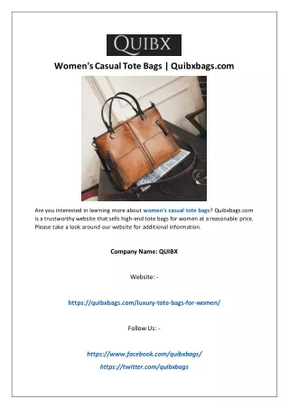 Women's Casual Tote Bags | Quibxbags.com