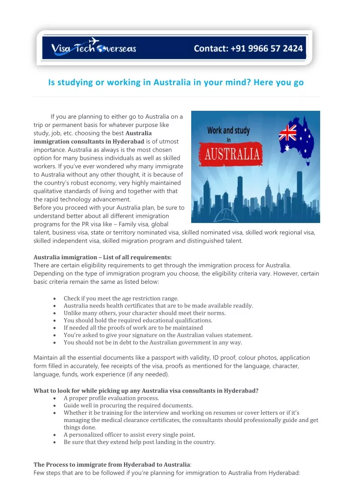 is studying or working in australia in your mind