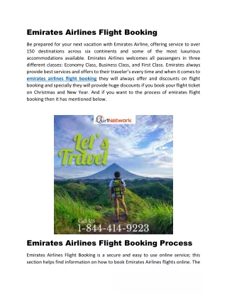 1-844-414-9223 Emirates Airlines Flight Booking Number