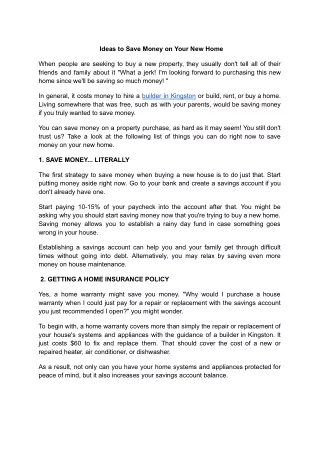 Ideas to Save Money on Your New Home