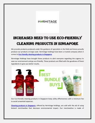 Increased need to use Eco-Friendly Cleaning products in Singapore