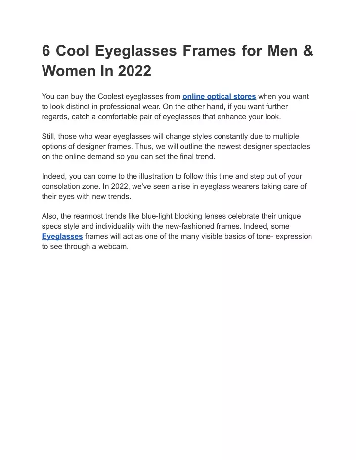 6 cool eyeglasses frames for men women in 2022