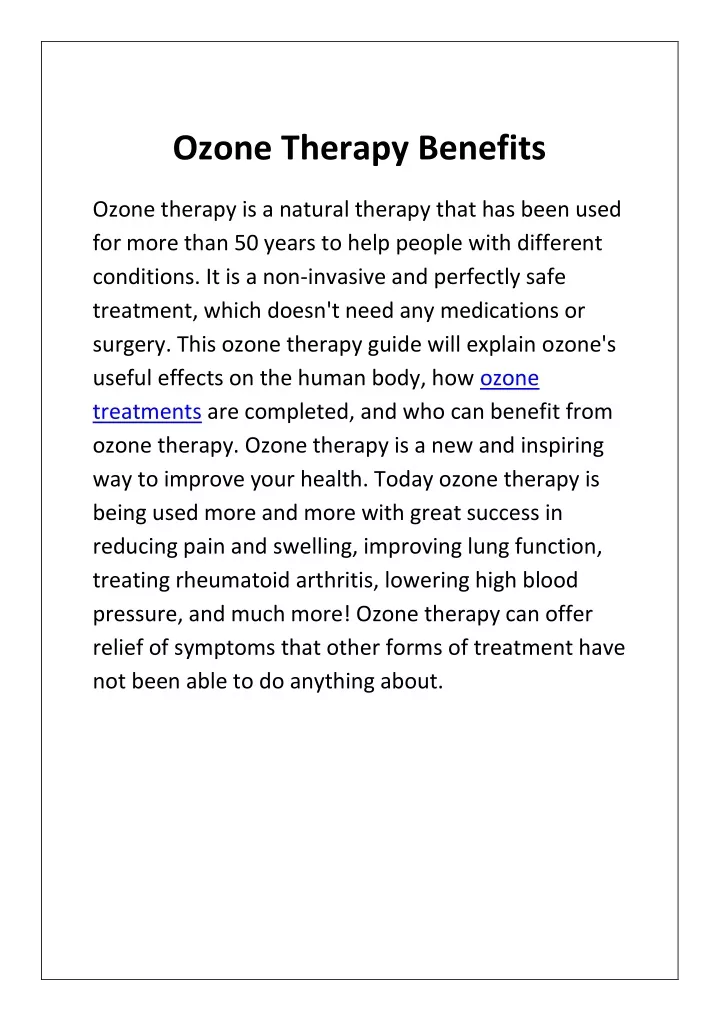 ozone therapy benefits