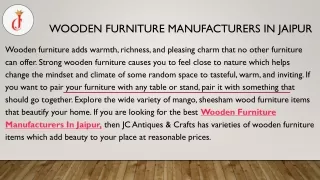 Wooden Furniture Manufacturers in Jaipur