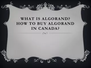 what is algorand how to buy algorand in canada