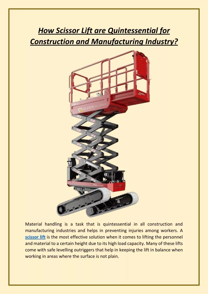 how scissor lift are quintessential