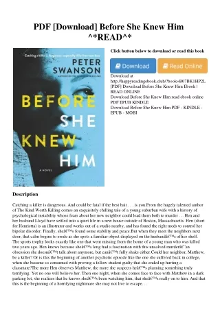 PDF [Download] Before She Knew Him ^*READ^*