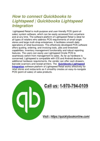 how to connect quickbooks to lightspeed