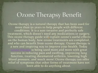 Ozone Therapsy Benefit
