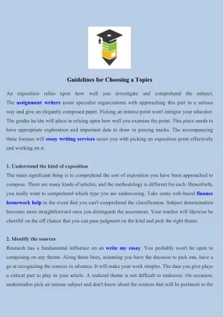 guidelines for choosing a topics