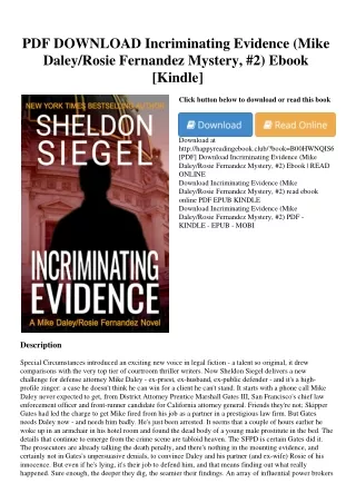 PDF DOWNLOAD Incriminating Evidence (Mike Daley/Rosie Fernandez Mystery  #2) Ebo