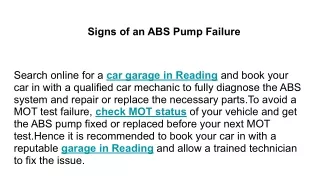 signs of an abs pump failure