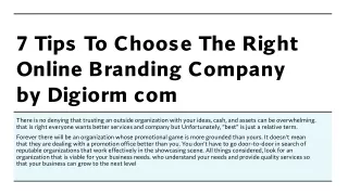7 tips to choose the right online branding company by digiorm com