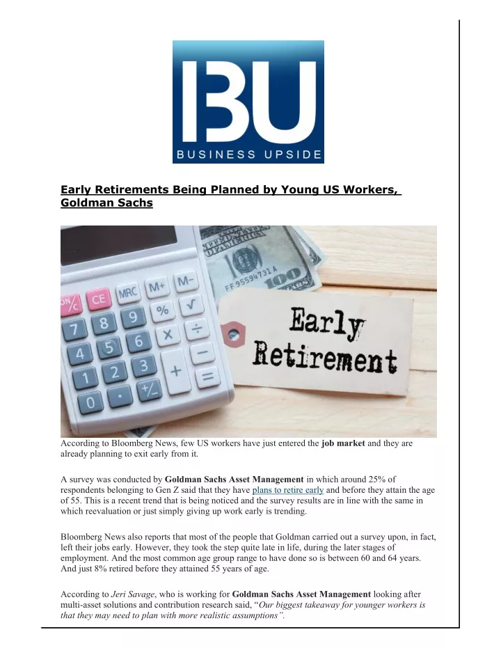 early retirements being planned by young