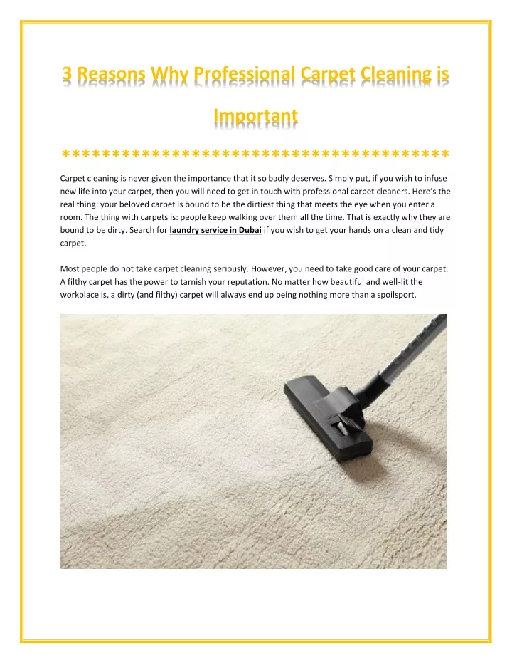 3 reasons why professional carpet cleaning is