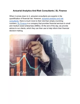 Actuarial Analytics And Risk Consultants | SL Finance