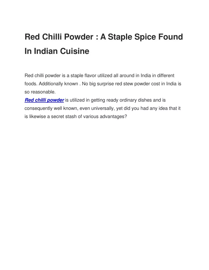 red chilli powder a staple spice found