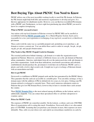 best buying tips about pknic you need to know