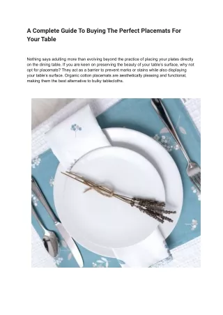 A Complete Guide To Buying The Perfect Placemats For Your Table