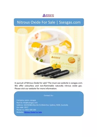 Nitrous Oxide For Sale | Ssesgas.com