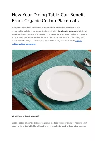 How Your Dining Table Can Benefit From Organic Cotton Placemats