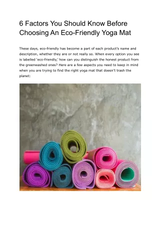 6 Factors You Should Know Before Choosing An Eco-Friendly Yoga Mat
