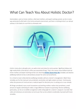 what can teach you about holistic doctor