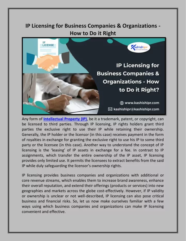 ip licensing for business companies organizations