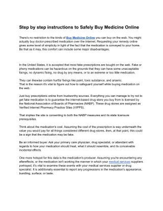 Step by step instructions to Safely Buy Medicine Online