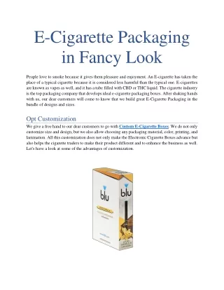 E-Cigarette Packaging in fancy look