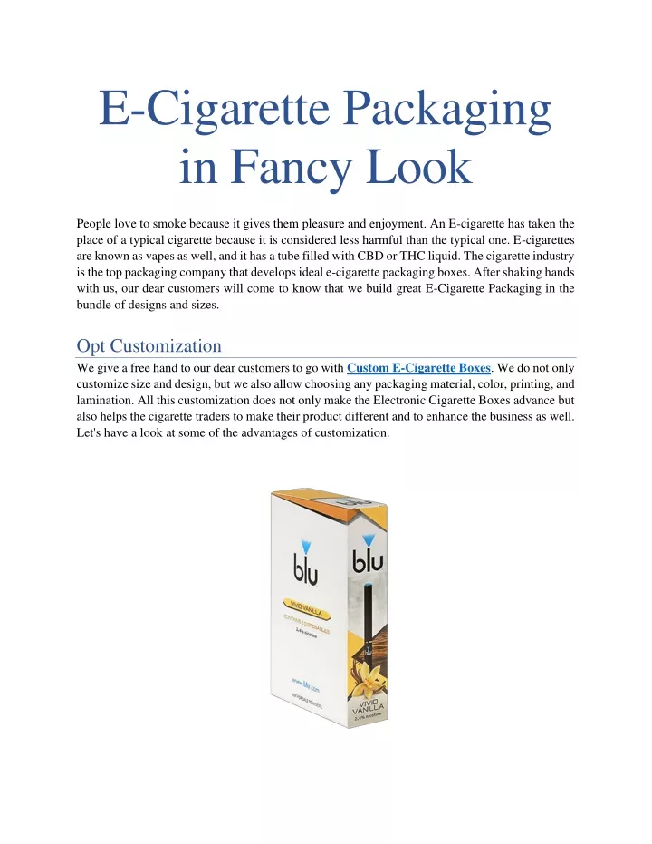 e cigarette packaging in fancy look