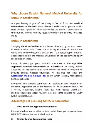Why choose Kazakh National Medical University