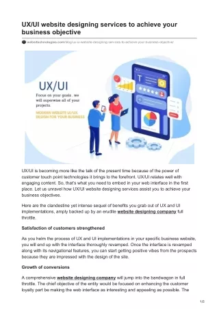UX - UI website designing services to achieve your business objective