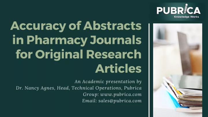 accuracy of abstracts in pharmacy journals