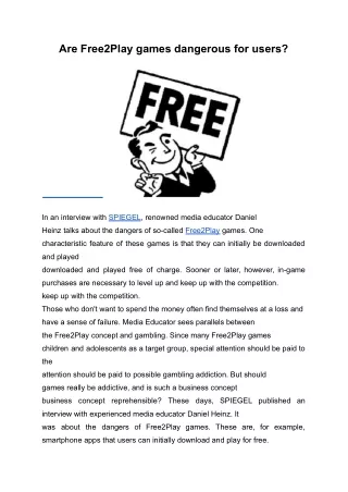 Are Free2Play games dangerous for users?