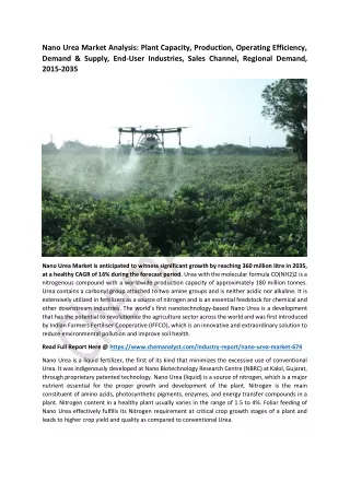 nano urea market analysis plant capacity
