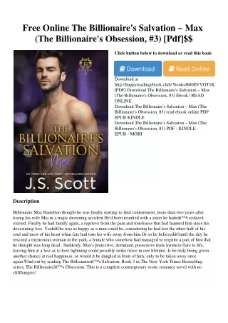 Free Online The Billionaire's Salvation ~ Max (The Billionaire's Obsession  #3)