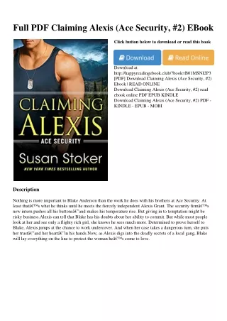 Full PDF Claiming Alexis (Ace Security  #2) EBook