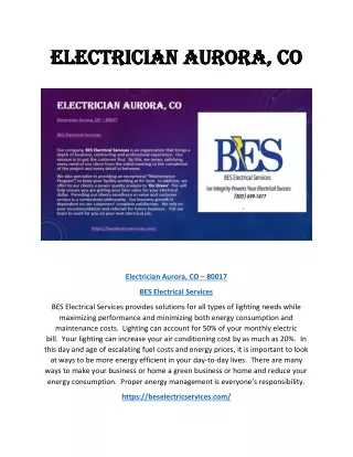 Electrician Aurora, CO