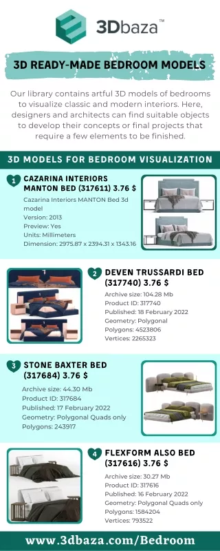 3d ready made bedroom models