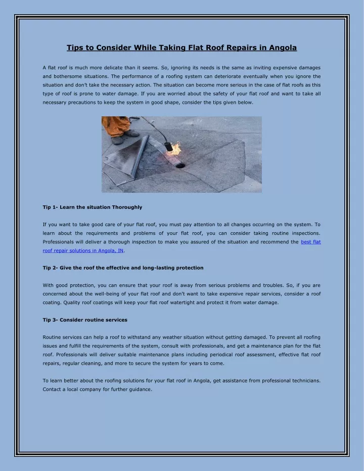 tips to consider while taking flat roof repairs