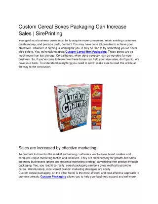 custom cereal boxes packaging can increase sales